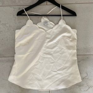 J Crew Scalloped Cream/White Tank Top Size 4